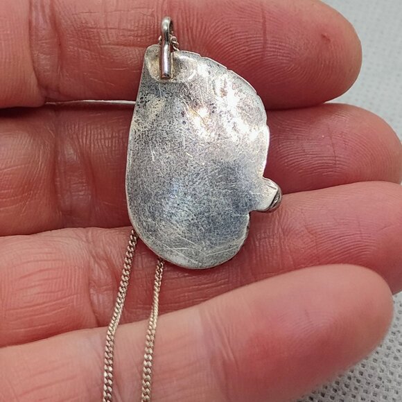 Vtg Native Navajo Old Pawn Sterling Silver Turquoise Pendant Necklace 18" Chain - Picture 5 of 9